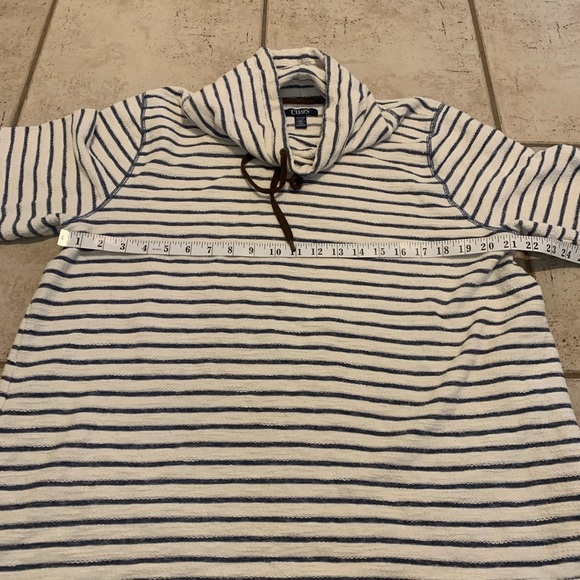 Chaps Striped Cowl Neck 3/4 Sleeve Sweater Top Size 1X - Picture 3 of 5